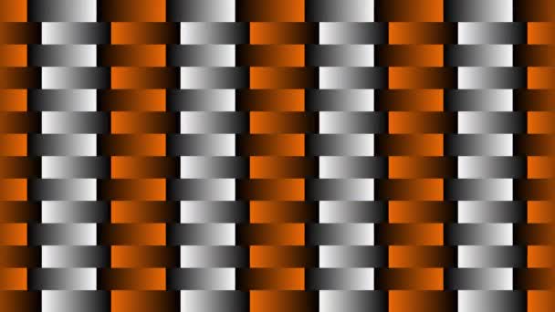 Animované Bílé Oranžové Gradient Kostkované Pozadí Pohybující Pruhy Vytváří Iluzi — Stock video