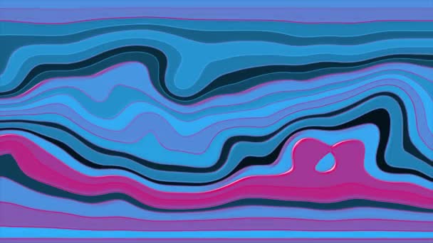 Анимированные Движущиеся Синие Розовые Градиентные Глянцевые Гипнотические Кудрявые Волны Абстрактный — стоковое видео