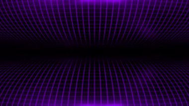 Animasyon yüksek teknoloji mor kare desenli fütüristik teknoloji ızgarası siyah arkaplan üzerinde