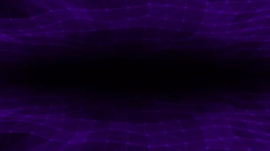 Animasyon yüksek teknoloji çizgileri ve noktalar siyah arkaplan üzerinde yavaşça ilerleyen fütüristik pleksus deseni