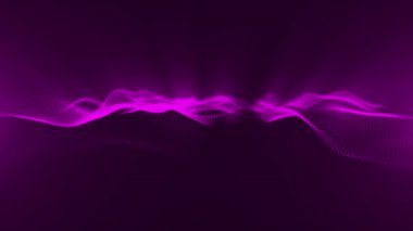 Animasyon mor renk parçacıkları siber teknoloji arka planında dalgalanır. Parlayan noktaların soyut kusursuz animasyonu dijital lüks dalga deseni arka plan akışı, dijital veri akış parçacıklarının hareketi