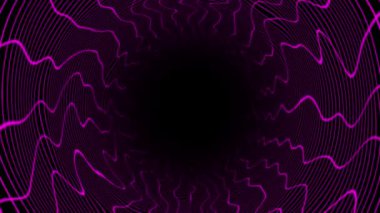 Siber uzay arka planında canlandırılmış pembe renkli 3D silindirik yüksek teknolojili soyut tünel