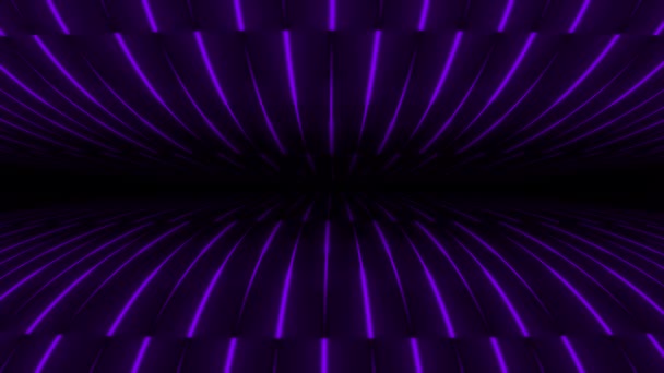基于黑色背景的动态高科技紫色发光霓虹灯未来技术线 — 图库视频影像