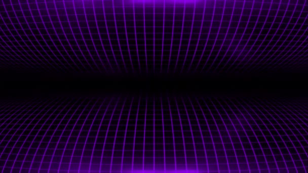 基于黑色背景的动态高科技紫色方块图案未来技术网格 — 图库视频影像