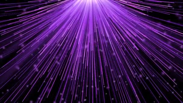 充满生气的紫色发光粒子带着运动的粒子落下 优美而深奥的舞台背景 — 图库视频影像