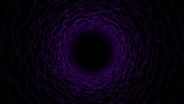Анімовані Високотехнологічні Невеликі Рухомі Частинки Утворюють Науково Фантастичний Тунель Чорному — стокове відео