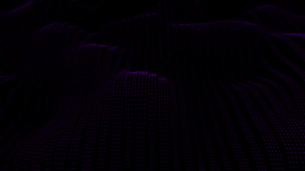 动态紫色粒子波动网络技术背景 发光点数字豪华波型背景的无缝动画 数字数据流粒子的运动 — 图库视频影像