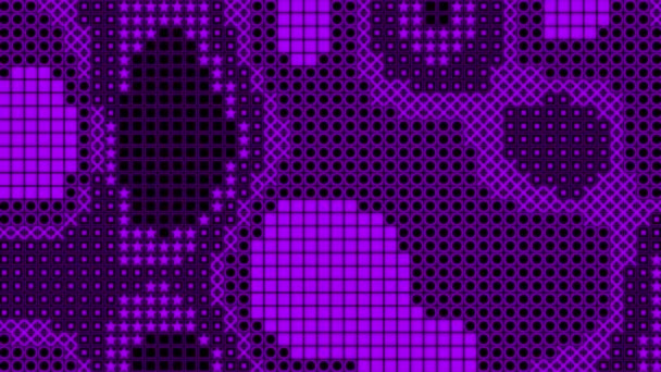各种形状的动画紫色地形和紫色比例尺遮挡几何背景 — 图库视频影像