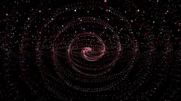 Animované Červené Velké Datové Futuristické Kruhové Tečky Plovoucí Černém Pozadí — Stock video