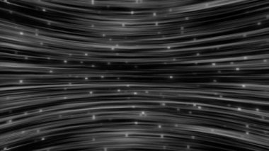 Canlandırılmış Simli Beyaz ve Siyah renkli 2d yatay çizgiler parlayan simli parçacıklar arka planda 