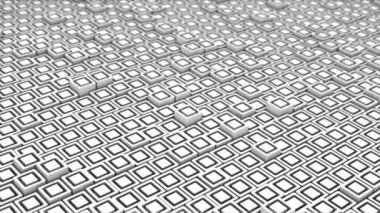Canlandırılmış beyaz renkli yüksek teknolojili 3d küp fütüristik teknoloji arka planı