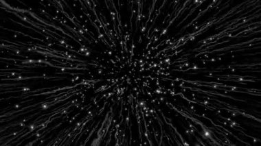 Altıgen desen üzerinde hareket eden canlandırılmış beyaz çizgiler Siyah renk arkaplanı