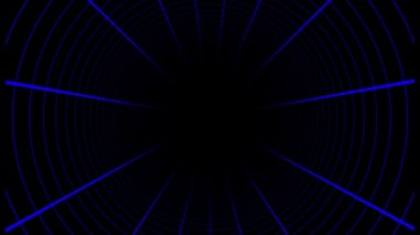 Siber uzay arka planında animasyon mavisi 3D silindirik yüksek teknolojili fütüristik tünel