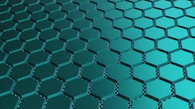 Animasyon yüksek teknoloji 3D altıgen şekilli parlayan ağ gelecekçi teknoloji arka planı