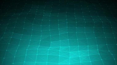 Canlandırılmış Cyan renk yüksek teknolojili noktalar ve çizgiler plexus fütüristik teknoloji arka planı, soyut teknoloji veri arkaplan kavramı