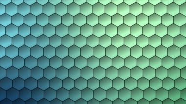 Animasyon mavi ve yeşil yüzey altıgenleri. Moda sade ve asgari geometrik döngü, altıgen şekiller arka plan