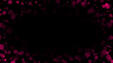 Siyah arkaplanda boş alanı olan canlandırılmış Magenta kırmızı renk parçacıkları çerçevesi
