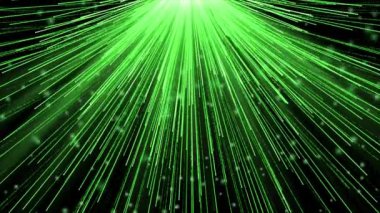 Canlandırılmış yeşil parlayan partiküller hareketli parçacıklar ile aşağı düşer, zarif ve derin bir sahne arkaplanı