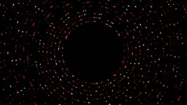 Logo için animasyon bilim kurgu fütüristik dairesel noktalar arkaplanı ya da giriş, siyah arkaplan üzerinde dönen renkli noktalar