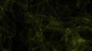 Canlandırılmış Soyut Gürültü ve kum tanecikleri arkaplan, Kireç yeşil hareketli parçacıklar koyu arkaplan