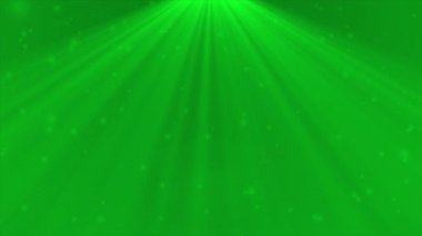 Canlı, zarif, yeşil parçacıklar parlak optik ışık ışınlarıyla arka plandan düşüyorlar.