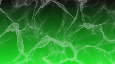 Canlandırılmış Soyut dijital parçacık dalgası yüksek teknoloji yeşil arkaplan, animasyon siber veya teknoloji arka planı.