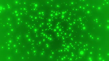 Canlandırılmış yeşil renk simli parçacıkları basit arkaplan taşır