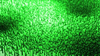 Canlandırılmış Yeşil Renkli 3d dikdörtgenler dalga desenli fütüristik geometrik arkaplan oluşturuyorlar