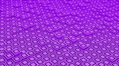 Animasyon Mor renkli yüksek teknolojili 3d küp fütüristik teknoloji arka planı