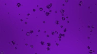 Animasyon Mor renkli parlak misketler soyut arkaplanda görünüp kayboluyor