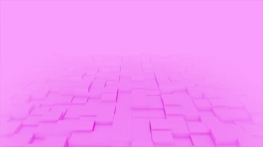 Canlandırılmış Pembe 3d küpleri yavaşça boş 3d boşluk arkaplanını hareket ettiriyor