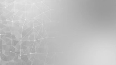 Canlandırılmış beyaz renk düşük poli tasarım çizgileri ve noktalar desen geometrik arkaplan