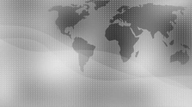 Canlandırılmış Beyaz Renkli Fütürist Dünya Haritası coğrafi arka plan, Dünya gezegeninin yüksek teknoloji haritası