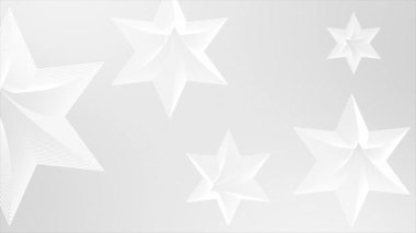 Canlandırılmış beyaz renk basit ve zarif 3d yıldızlar minimal geometrik döngü tabanlı arkaplan