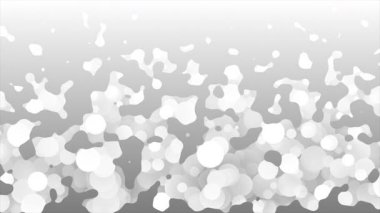 Canlandırılmış beyaz renkli fütüristik sıvı bokeh parçacıkları modern arkaplanda yukarı doğru akıyor