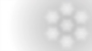Canlandırılmış Beyaz renk basit ve zarif yavaş hareket eden altıgen şekiller sunum için minimal geometrik arkaplan..