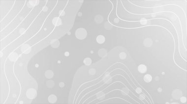 Hareket eden bokeh parçacıkları modern tasarım arkaplanıyla hareketli beyaz renkli dalgalı paralel çizgiler