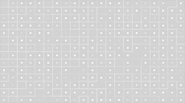 Canlandırılmış beyaz renkli kare kutu ve ortaya çıkan ve kaybolan dairesel noktalar modern tasarım döngüsü geometrik arkaplan