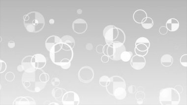 Canlandırılmış Beyaz renkli dairesel şekiller öge kontrol modeliyle yukarı doğru hareket ediyor modern tasarım geometrik arkaplan