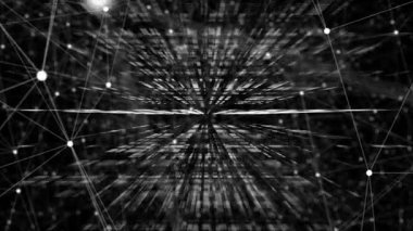 Siber uzay pleksus tasarımı fütüristik teknoloji arka planında yapısal ağ deseni gibi canlandırılmış beyaz renk ağı