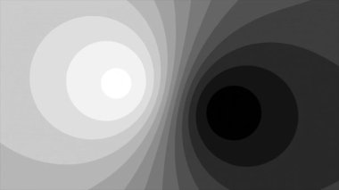 Animasyon beyaz ve siyah dairesel gölgeler soyut tasarım döngüsü eğimli arkaplan