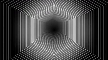 Canlandırılmış beyaz renk yavaşça hareket ediyor 3d altıgen şekil modern tasarım döngüye açık koyu geometrik arkaplan