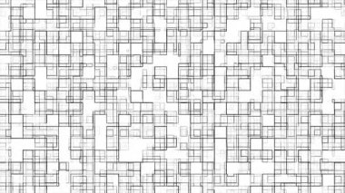 Canlandırılmış beyaz renk hareket eden kare şekiller gürültü efekti modern tasarım döngüsü tabanlı geometrik arkaplan