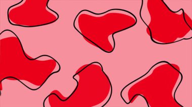 Kırmızı ve kara kalpli soyut desen.