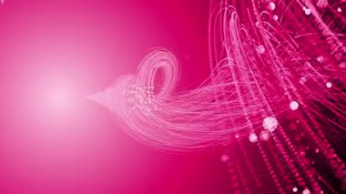 Noktalı ve soyut çizgileri olan bir teknoloji arkaplanının 3 boyutlu çizimi