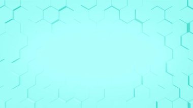 Altıgenli açık mavi vektör arkaplanı. Altıgen setli bir illüstrasyon. Marka kitabınız için modern şablon, poster.