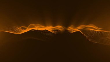 dalga çizgileri ve parçacıklar, parlayan soyut arkaplan, koyu ışık arkaplanı. dijital çizgi, tasarım, vektör illüstrasyonu,