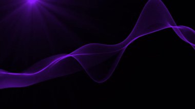 çizgileri ve parçacıkları olan mor soyut dalga.