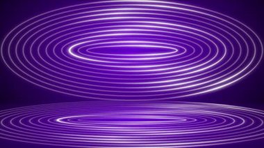Mor zemin üzerinde soyut parlayan daireler, fütürist tasarım kavramı