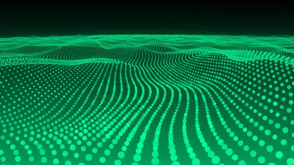 Parçacıklarla dolu bir dalga. 3d oluşturma